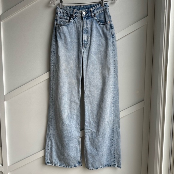 H&M Wide Leg Blue Denim Jeans size 2 - Picture 2 of 7